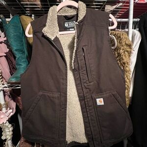 Carhartt Dark Brown Vest with Sherpa Lining